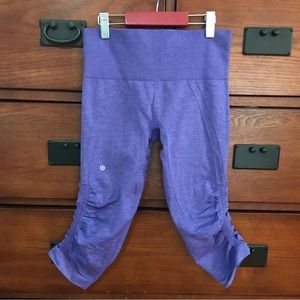 Lululemon In the Flow Crop II Heathered Iris Flower Purple Leggings